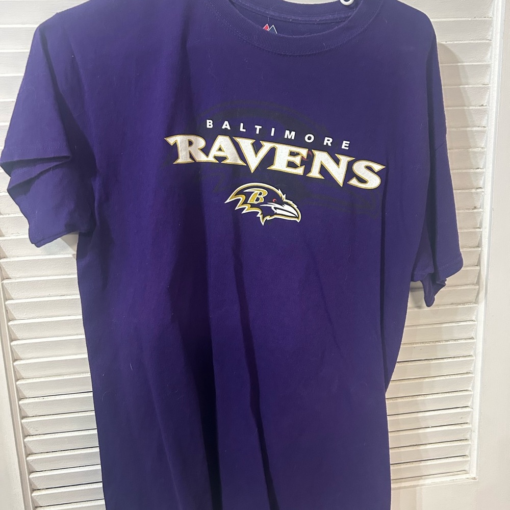 Majestic Purple Baltimore Ravens Short Sleeve Tee with Gold/White Logo